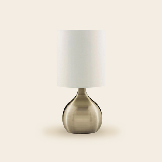 Touch Table Lamp Metal Ivory Shade Round