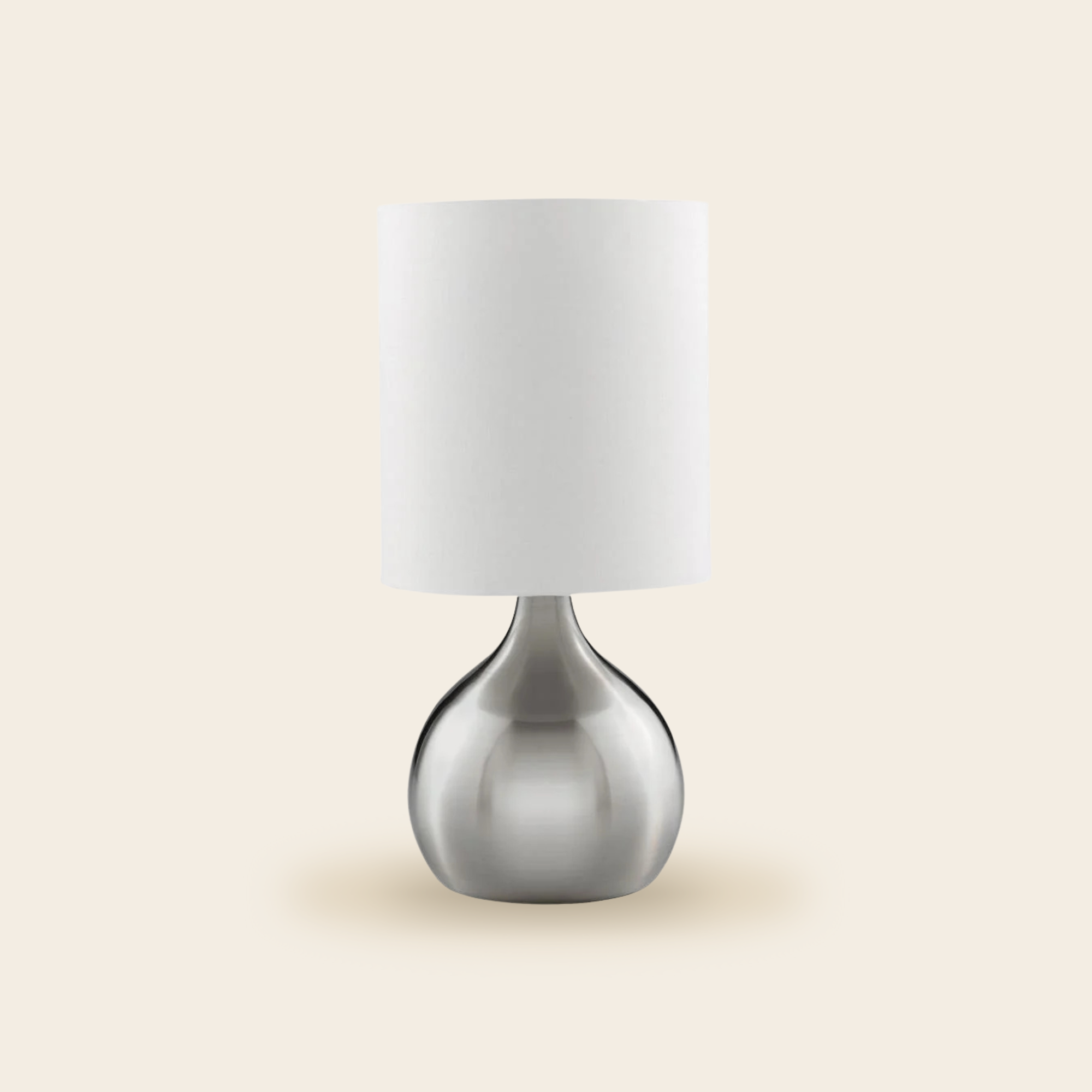 Touch Table Lamp Metal Ivory Shade Round