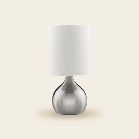 Touch Table Lamp Metal Ivory Shade Round