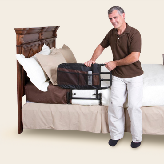 Adjustable Bed Rail with Pouch