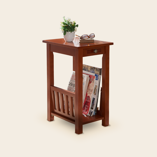 End Table with Magazine Rack & Pull-Out Shelf