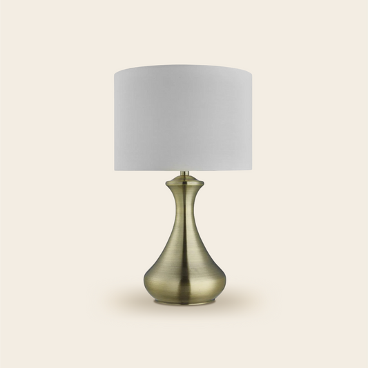 Touch Table Lamp Metal Ivory Shade Tear Drop
