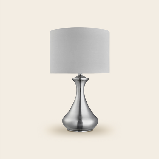 Touch Table Lamp Metal Ivory Shade Tear Drop