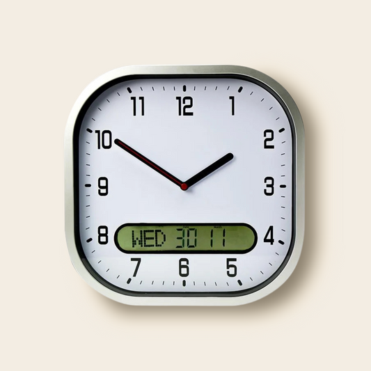 Clear Time Day Date Wall Clock
